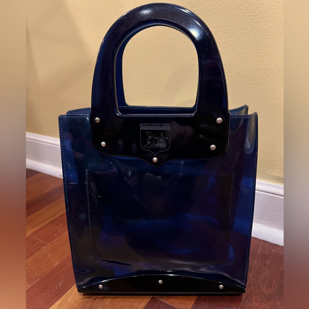 Kieselstein-Cord Vintage Vinyl Transparent Blue Handle Bag